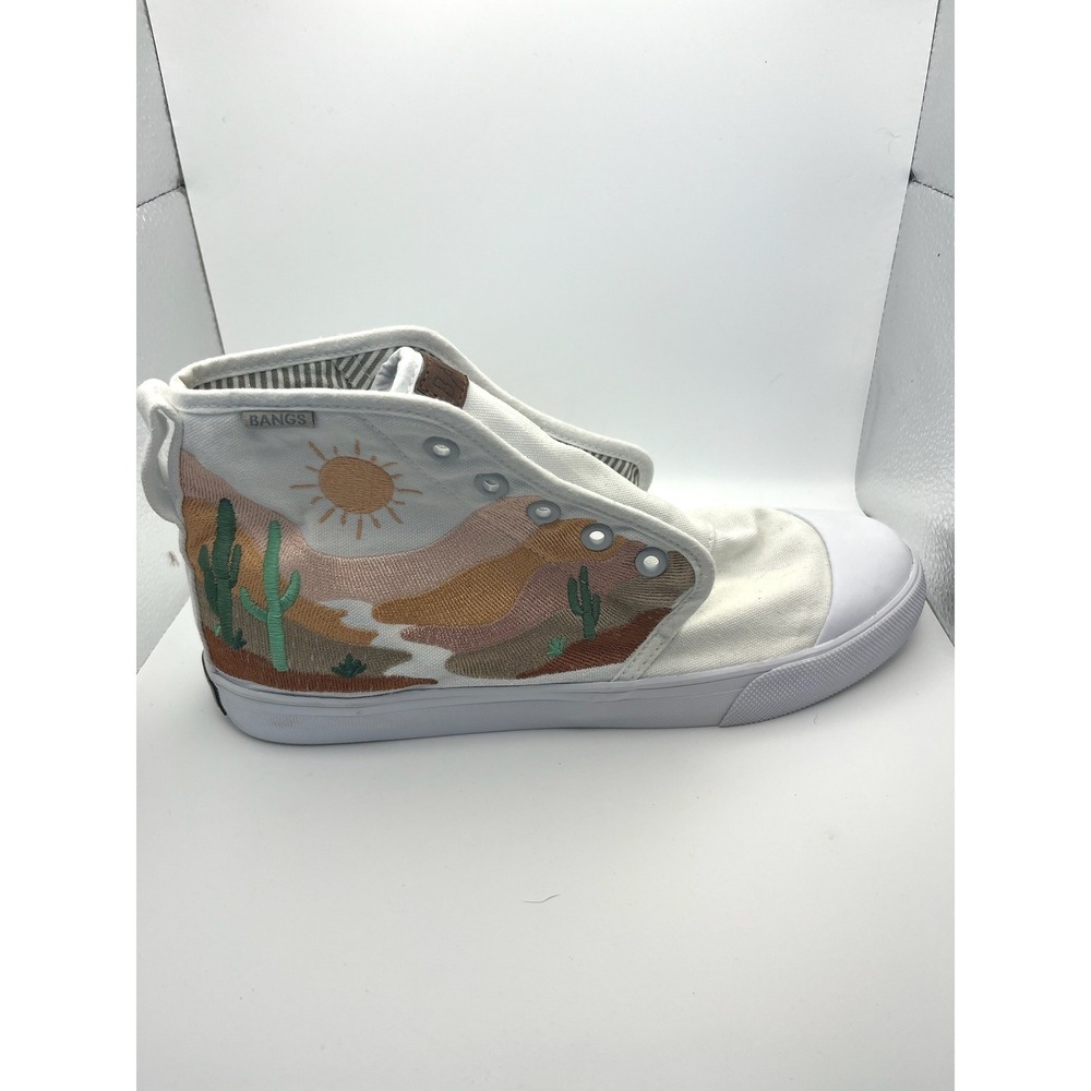 BANGS Shoes White Desert Embroidered‎ High Top Sneakers Mens 6.5 Womens 8